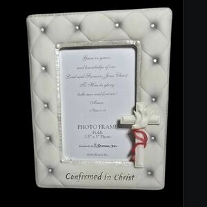 "Confirmed in Christ" Quilted Photo Frame with Cross Accent